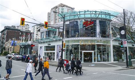 Robson Street Of Downtown Shopping District In Vancouver Bc Editorial Photography Image Of