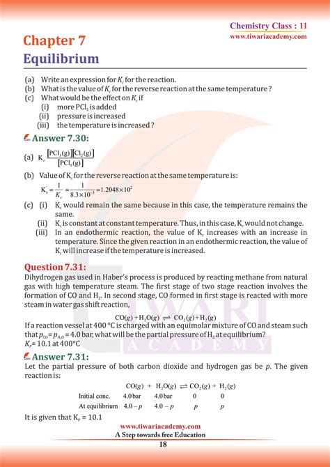 Ncert Solutions For Class Chemistry Chapter Equilibrium