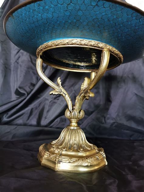 Coupe Sur Pied en émail Cloisonné Et Bronze