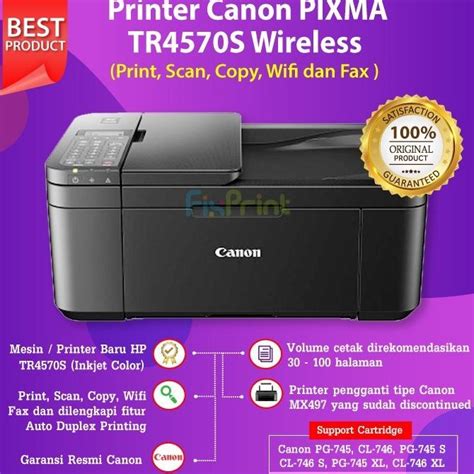 Jual Populer Canon Pixma TR4570S TR 4570 S WiFi Duplex All In One