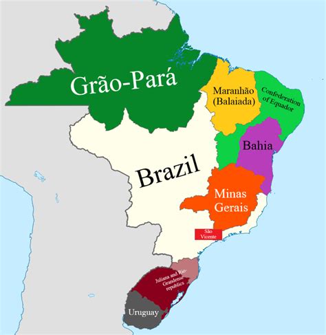 Map If The Separatist Revolts In The Empire Of Brazil Had Worked