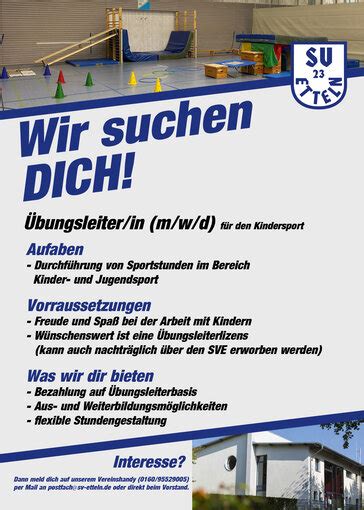 Wir Suchen Dich Bungsleiter In F R Den Kindersport Post Crossiety