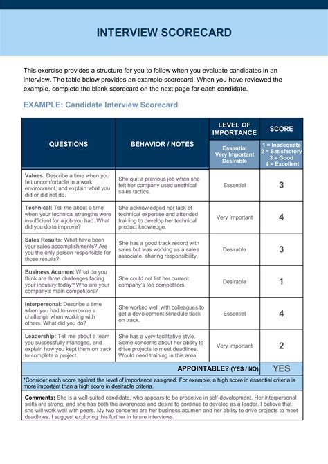 Interview Scorecard Pdf Free Download