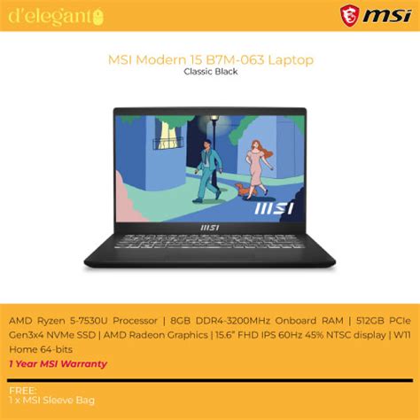 Msi Modern B M Laptop Classic Black Shopee Malaysia