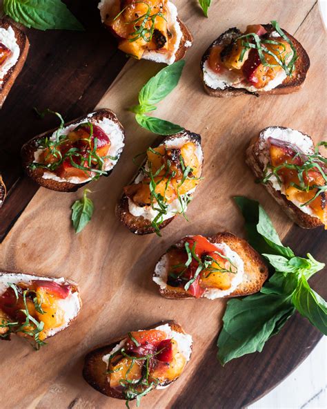 Grilled Peach Bruschetta An Easy Summer Appetizer Vegan Option