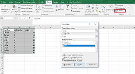 La función de Excel SUBTOTALES explicada de la forma más sencilla