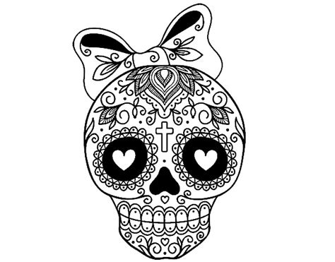 Dibujo De Calavera Mejicana Con Lazo Pintado Por Vale En Dibujos