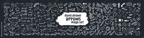 Collection Hand Drawn Arrows Grunge Arrow Vector Brush Set Of Black