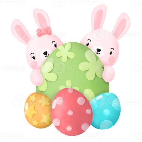 Happy Easter Watercolor Clipart Rabbit And Egg Png