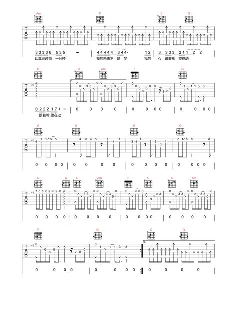 我的未来不是梦吉他谱 张雨生 C调超原版 吉他弹唱六线谱 简谱网