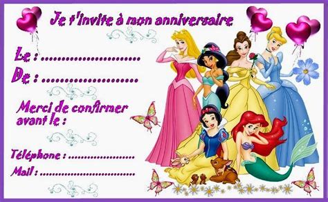 Incroyable Carte Danniversaire Princesse Disney Imprimer Image