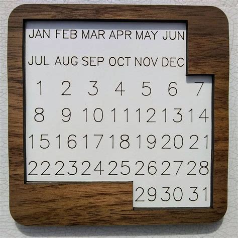 Puzzle Calendar Solve For Each Day Of The Year Walnut Pieces And Border