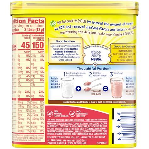 Nesquik Strawberry Milk Powder Nutrition Facts | Besto Blog