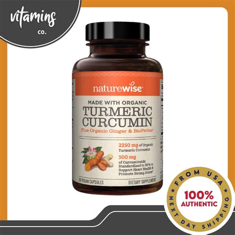 NatureWise Organic Turmeric Curcumin With Ginger Bioperine 90 Count