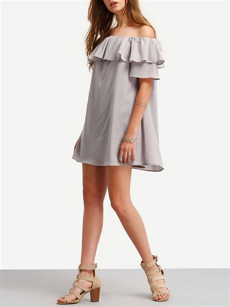 Flounce Layered Neckline Swing Dress SheIn Sheinside