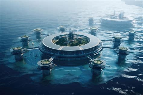 Premium Ai Image Futuristic Power Plant Of The Future In The Ocean