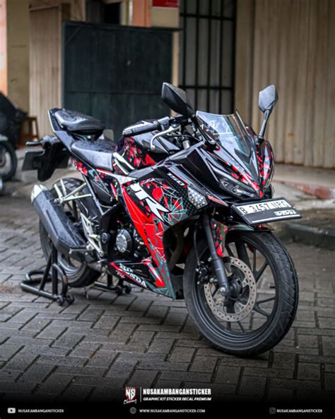 Striping Motor Cbr R Hitam Bercak Merah Fullbody Nusakambangan Sticker