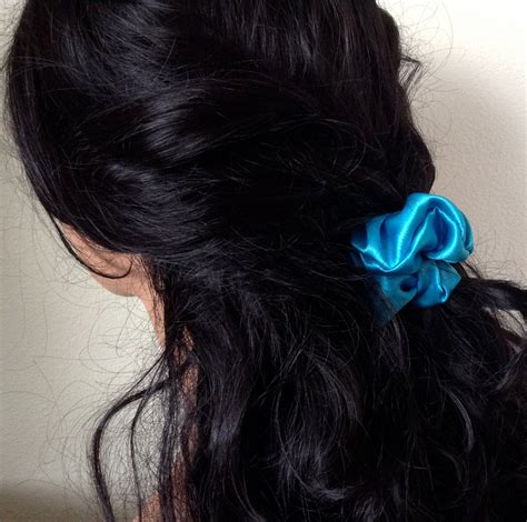 Pure Silk Hair Scrunchie Teal Charmeuse Small Regular And Etsy