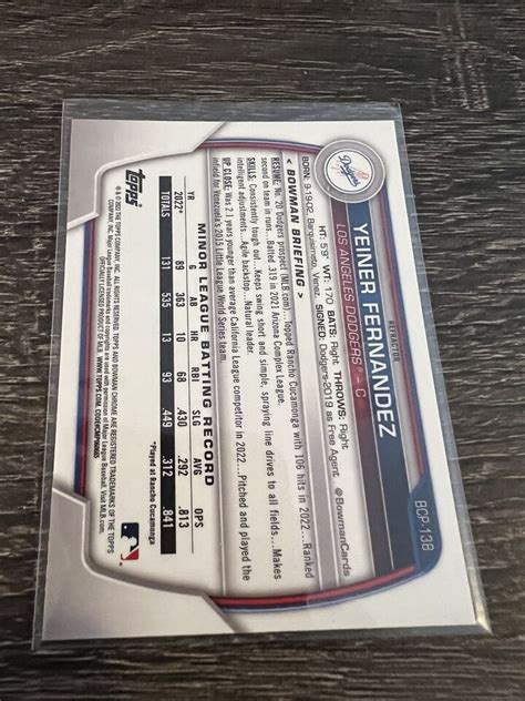 2023 Bowman Chrome 1st YEINER FERNANDEZ Green Lunar Glow Dodgers BCP