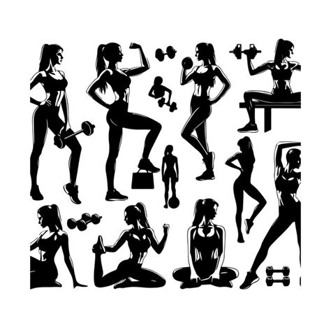 Premium Vector Collection Of Fitness Woman Silhouettes