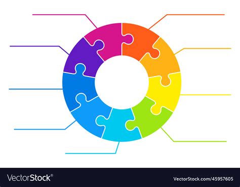 Round Puzzle Piece Diagram Infographic Color Vector Image