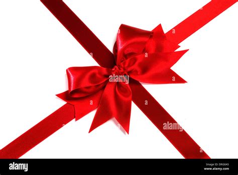 Shiny Red Satin Bow Isolated On White Background Stock Photo Alamy