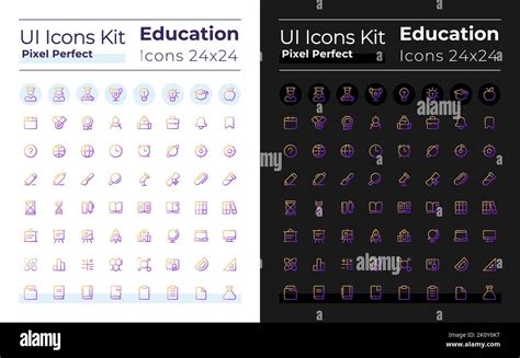 Distant Learning Pixel Perfect Gradient Linear Ui Icons Set For Dark