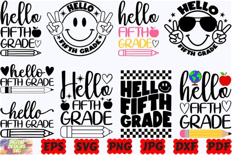 Hello Fifth Grade Svg Fifth Grade Svg Graphic By