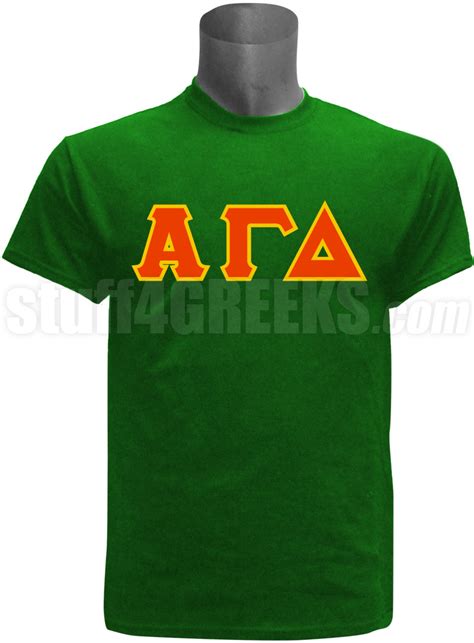 Alpha Gamma Delta Greek Letter Screen Printed T Shirt Green