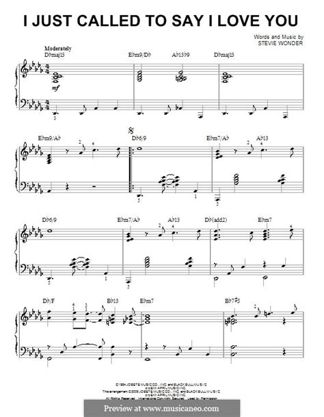 I Just Called To Say I Love You By S Wonder Sheet Music On Musicaneo