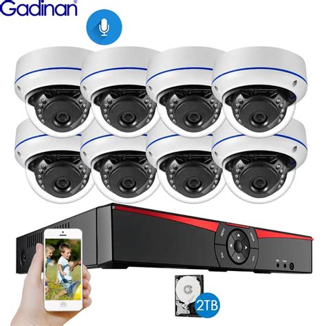 Gadinan Ch Mp Poe Nvr Security Camera System Kit Audio Record Ip