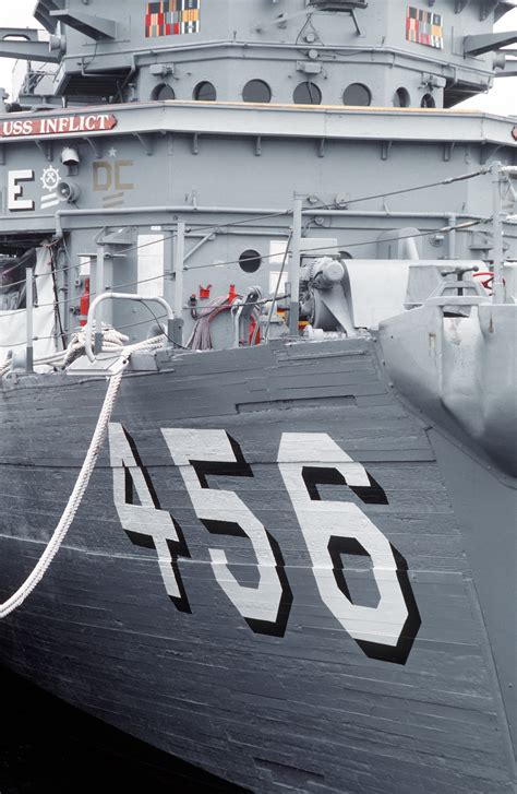 A Close Up View Of Part Of The Bow And Superstructure Of The Minesweeper Uss Inflict Mso 456