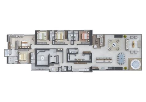 The Floor Plan For A Four Bedroom Apartment With Two Bathrooms And