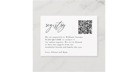 Elegant Calligraphy Qr Code Wedding Registry Enclosure Card Zazzle