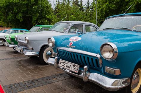 Blue GAZ M21 Volga At Classic Soviet Car Exhibition Editorial Stock