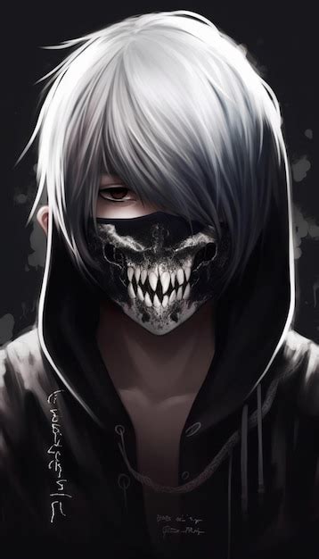 Premium AI Image | A boy wearing a mask with a white teeth.