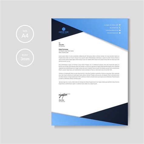 Professional Blue Letterhead Graphic Template — Stock Vector © Yudipc 307960760