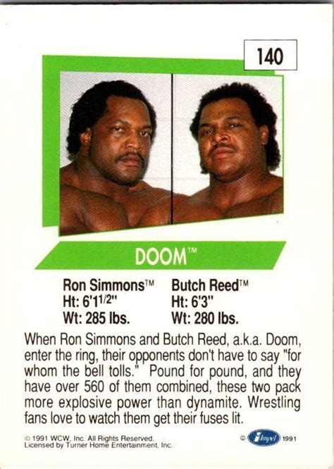 1991 WCW Wrestling Card DOOM Rob Simmons Butch Reed sk21199 | Topics ...