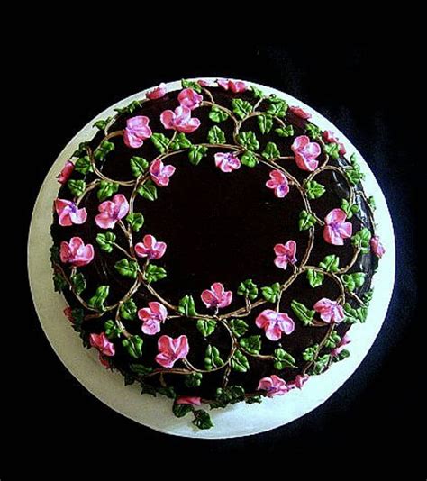 That Design From 2008 Buttercream Flower Vines On Chocolate Ganache