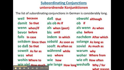 German Conjunctions Germanforspalding Org Youtube