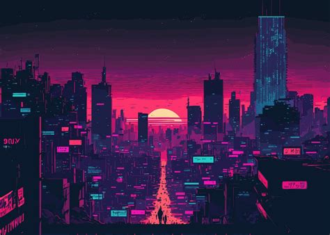 Cyberpunk City Poster Picture Metal Print Paint By Ardyce Behn