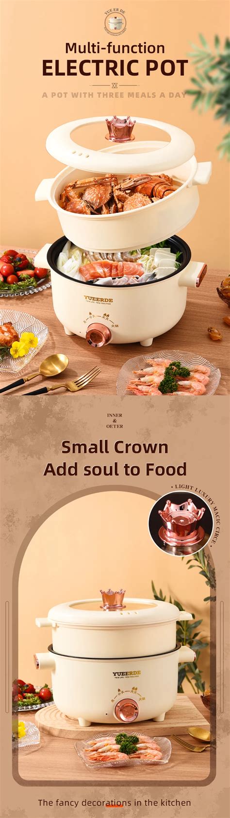 Multi Functional Electric Cooking Pot Non Stick Hot Pot With Glass
