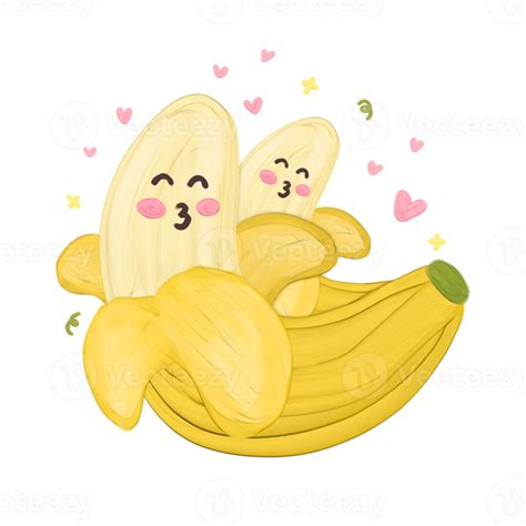 Cute Banana Fruit Stationary Sticker Oil Painting Png