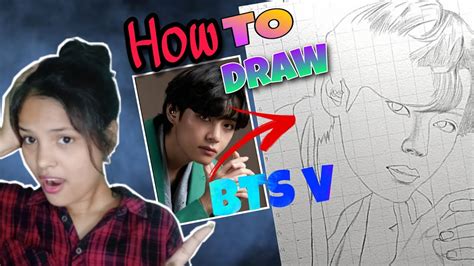 Bts V Outline Drawing Tutorial Easy 💜 V Drawing Easy Bts V Sketch