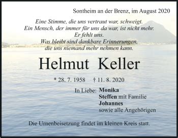 Traueranzeigen Von Helmut Keller Trauer Hz De