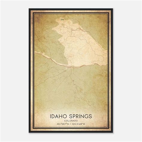 Vintage Idaho Springs Colorado Map Poster, Idaho Springs CO City Road