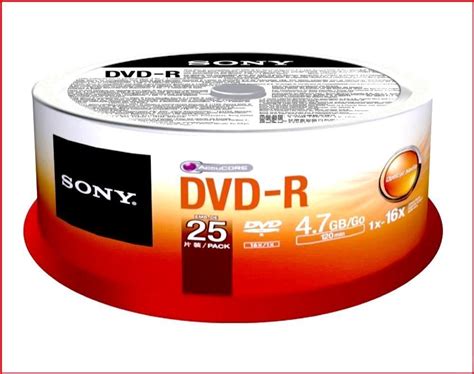 Sony Dvd R 47gb 16x Speed 120min Recordable Dvd Discs Spindle Pack 25