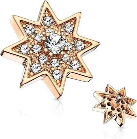 Dermal Top Micro Ster Starburst Rose Gold Plated Mm Bol