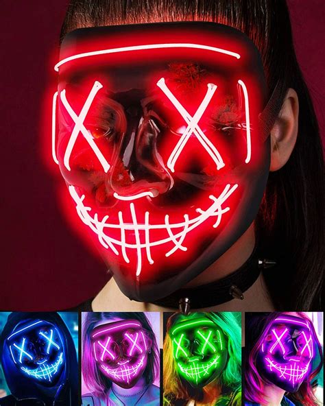 Halloween Neon Led Purge Mask Masque Masquerade Party Masks Light