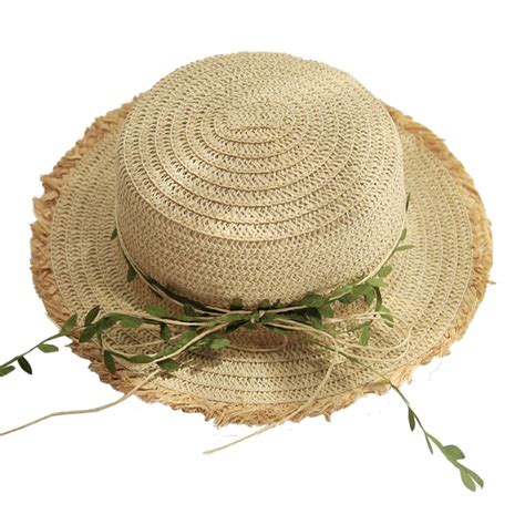 Hibalala 56 58cm Hat Circumference Straw Hat Female Rattan Bow Sun Hat